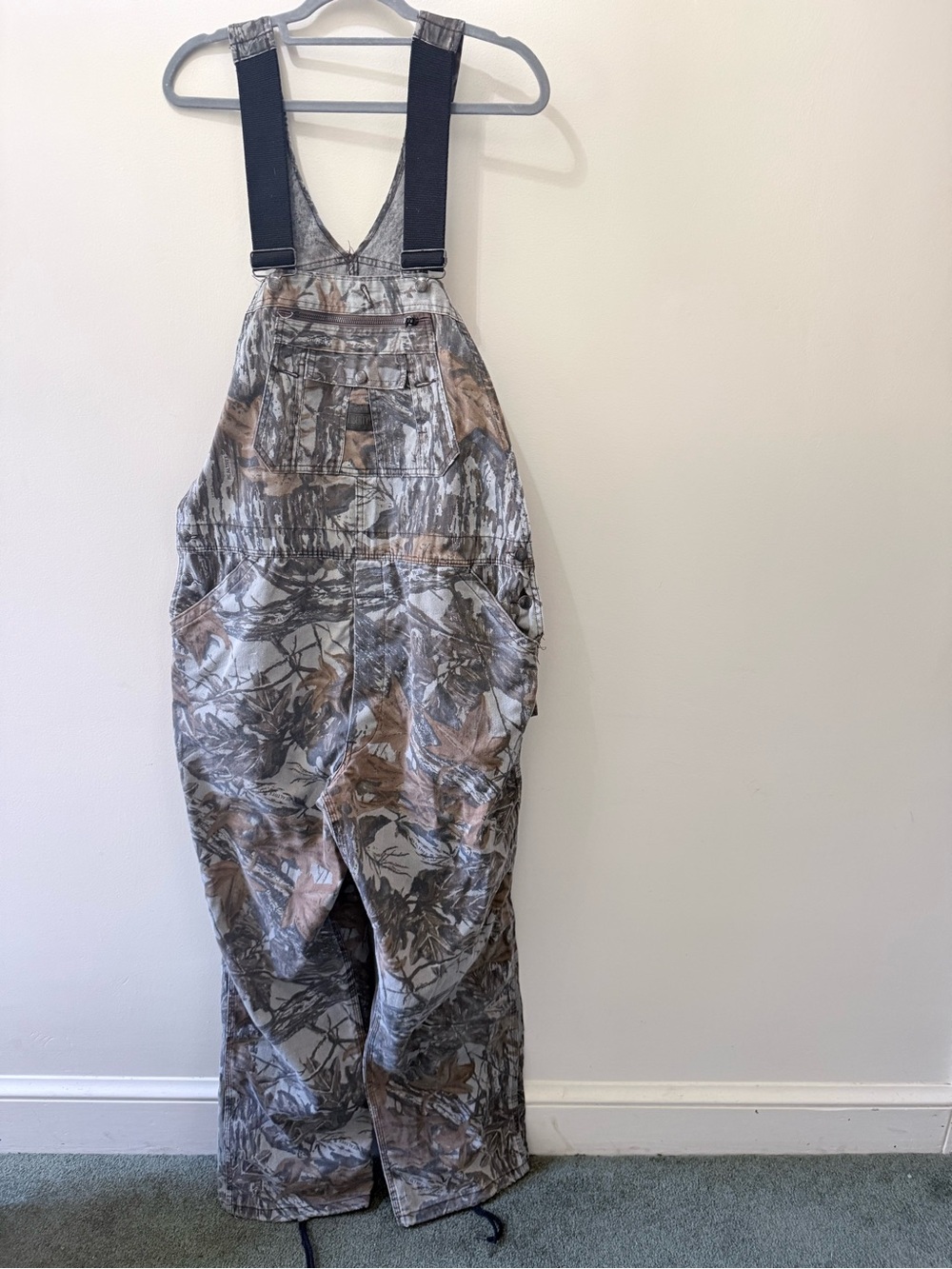 Vintage Liberty Hunting Camo Bib Overalls Advantage Timber Camouflage 41x32 USA